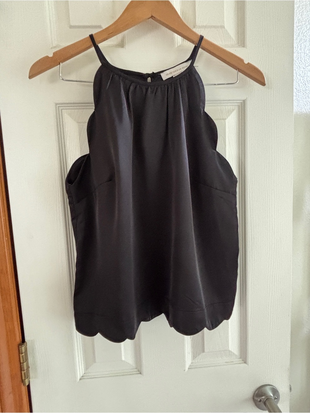 Monteau Black Scallop-Edge Mini Dress